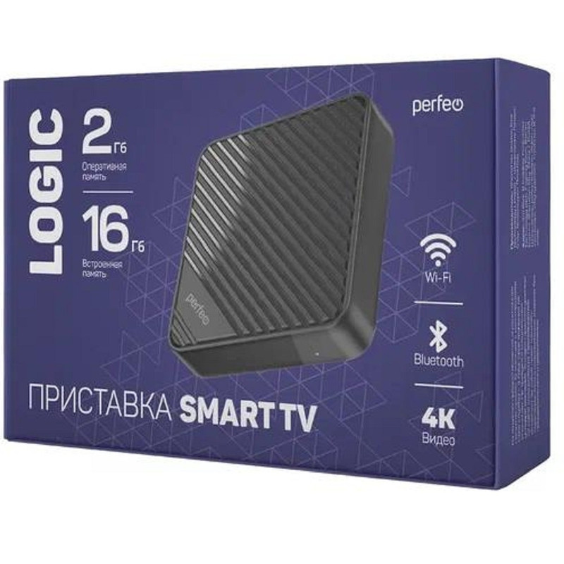 Perfeo SMART TV BOX приставка "LOGIC 2/16",Allwinner H313,Android 10, 2Gb/16Gb,Пульт Bluetooth Perfeo SMART TV BOX приставка "LOGIC 2/16",Allwinner H313,Android 10, 2Gb/16Gb,Пульт Bluetooth