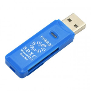 5bites RE2-100BL USB2.0 Устройство ч/з карт памяти  / SD / TF / USB PLUG / BLUE