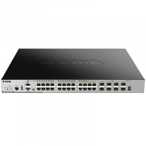 D-Link DGS-3630-28PC/A2ASI Управляемый стекируемый коммутатор 3 уровня с 20 портами 10/100/1000Base-T, 4 комбо-портами 100/1000Base-T/SFP и 4 портами 10GBase-X SFP+