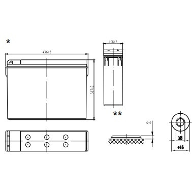 EXPERT+ Аккумулятор FTE 12-125 (12 В 125 Ач,Резьба под болт М8)