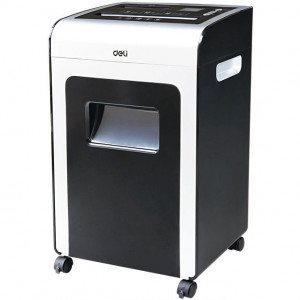 Шредер Deli E9917-EU черный/белый (секр.P-4) фрагменты 16лист. 31лтр. скрепки скобы пл.карты CD