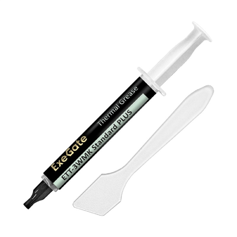 Exegate EX296092RUS Термопаста ExeGate ETT-3WMK Standard PLUS (3,2 Вт/(м•К), 3г, шприц с лопаткой)