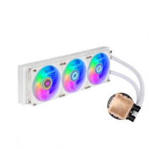 Система охлаждения/ Cooler Master MasterLiquid PL360 Flux White Edition (280W, 360mm, ARGB, fans:3x120mm/72.37CFM/32dBa/2300rpm, 1700/1200/115X/2066/2011-V3/2011/AM5/AM4/AM3/AM3+/AM2/AM2+/FM2/FM2+/FM1