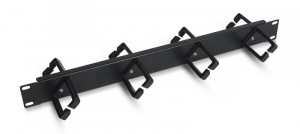 Cabeus JB08-1U-45-BK Кабельный органайзер горизонтальный 19" 1U двухсторонний, 8 пластиковых колец под углом 45 градусов