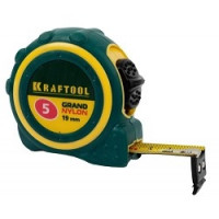 Рулетка KRAFTOOL "PRO" "MG-Kraft", особопроч корпус, Mg сплав, нейлон покрытие, суперкомпакт размер, 5м/19м [34129-05-19]