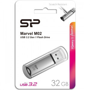 Флеш накопитель 32Gb Silicon Power Marvel M02, USB 3.0, Серебро