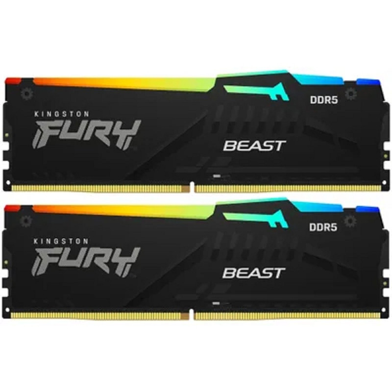 Модуль памяти Kingston 16GB DDR5 5200 DIMM FURY Beast Black RGB  kit 2*8,Non-ECC,  CL40, 1.25V, 288-pin RTL