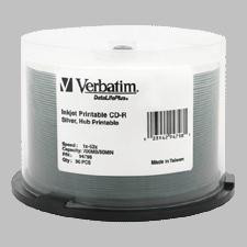 Verbatim  Диски CD-R  50 шт. Printable InkJet, 52-x 700Mb, Cake Box [43438]