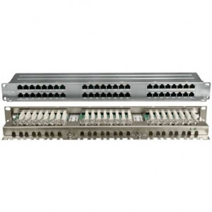 Hyperline PPHD-19-48-8P8C-C5E-SH-110D Патч-панель высокой плотности 19", 1U, 48 портов RJ-45, полный экран, категория 5E, Dual IDC
