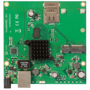 MikroTik RBM11G Плата, 2x 880 МГц, 1G Ethernet, miniPCIe, SIM, PoE, Jack
