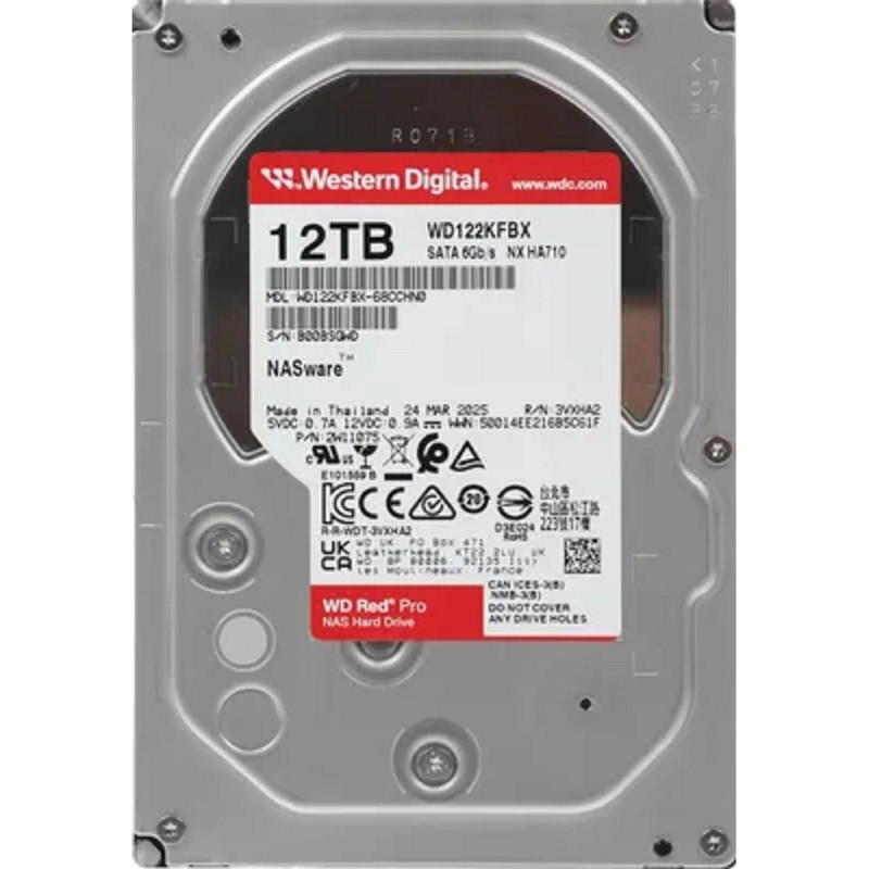 12TB WD Red Pro (WD122KFBX) {Serial ATA III, 7200- rpm, 512Mb, 3.5"}