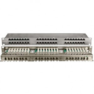 Hyperline PPHD-19-48-8P8C-C6-SH-110D Патч-панель высокой плотности 19", 1U, 48 портов RJ-45, полный экран, категория 6, Dual IDC