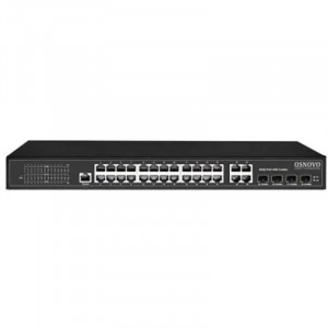 Коммутатор/ OSNOVO Управляемый L2 PoE коммутатор Gigabit Ethernet на 24 RJ45 PoE + 4 x GE Combo Uplink, до 30W на порт, суммарно до 400W Коммутатор/ OSNOVO Управляемый L2 PoE коммутатор Gigabit Ethernet на 24 RJ45 PoE + 4 x GE Combo Uplink, до 30W на порт, суммарно до 400W