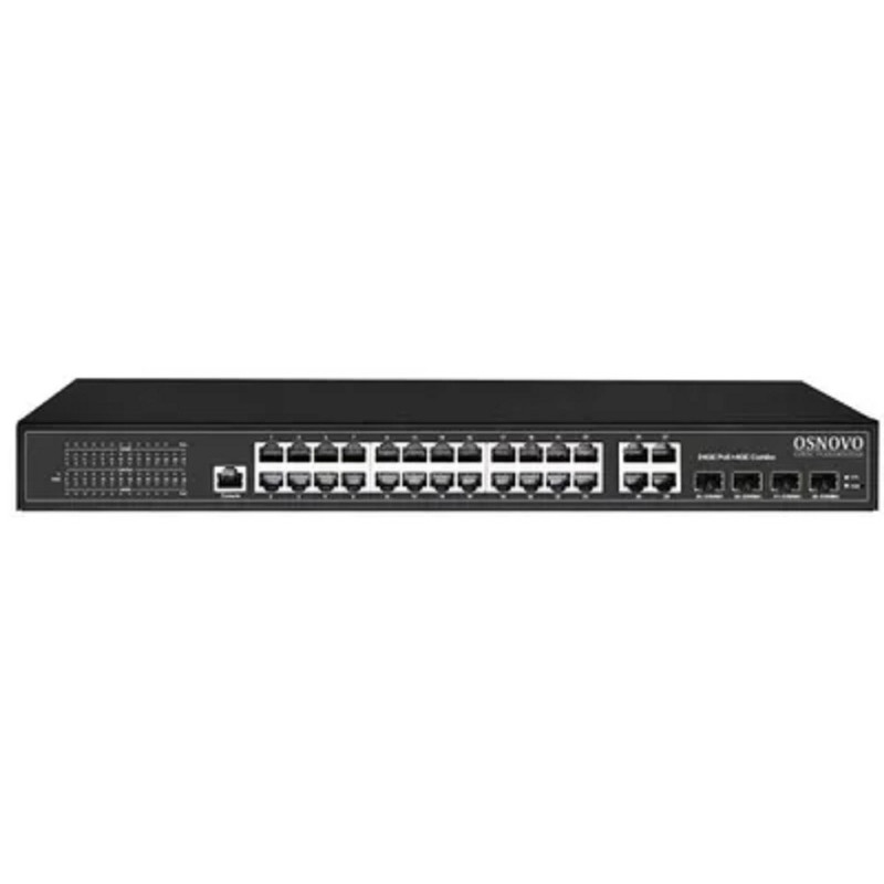 Коммутатор/ OSNOVO Управляемый L2 PoE коммутатор Gigabit Ethernet на 24 RJ45 PoE + 4 x GE Combo Uplink, до 30W на порт, суммарно до 400W Коммутатор/ OSNOVO Управляемый L2 PoE коммутатор Gigabit Ethernet на 24 RJ45 PoE + 4 x GE Combo Uplink, до 30W на порт, суммарно до 400W