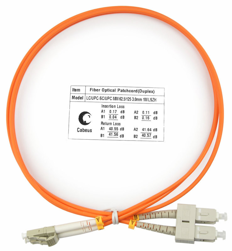 Cabeus FOP-62-LC-SC-1m Шнур оптический duplex LC-SC 62,5/125 mm 1м LSZH