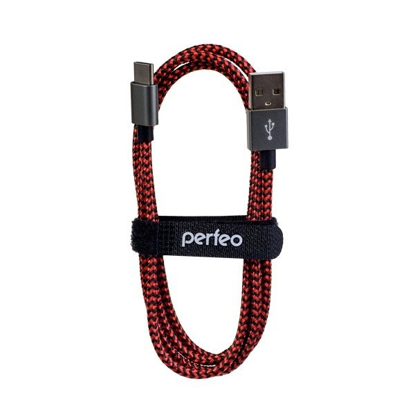 PERFEO Кабель USB2.0 A вилка - USB Type-C вилка, черно-красный, длина 3 м. (U4902)