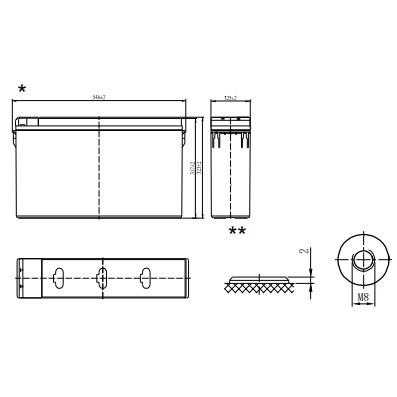 EXPERT+ Аккумулятор FTE 12-180 (12 В 180 Ач,Резьба под болт М8)