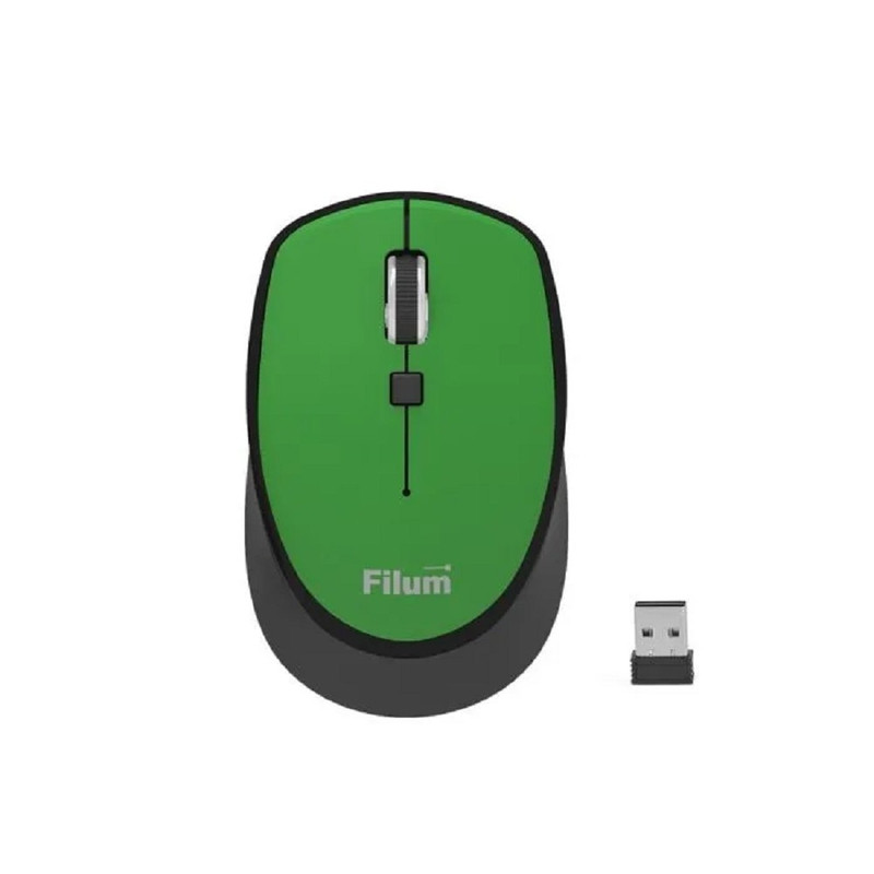 Мышь Wireless Filum FL-MW10-DGN оптическая 2.4 ГГц USB 4 кл., DPI: 800/1200/1600, питание АА 1 шт., темнозеленый, Windows XP/Vista/7/8/10, MacOS