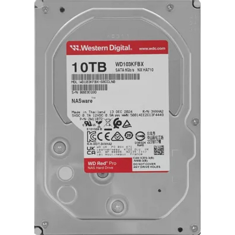 10TB WD Red Pro (WD103KFBX) {Serial ATA III, 7200- rpm, 512Mb, 3.5"}