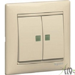 Legrand 774328 Выключатель Valena двухклавишный с подсветкой (слоновая кость)