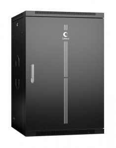 Cabeus SH-05F-18U60/35m-BK Шкаф телекоммуникационный настенный 19" 18U 600x350x901mm (ШхГхВ) дверь металл, цвет черный (RAL 9004)