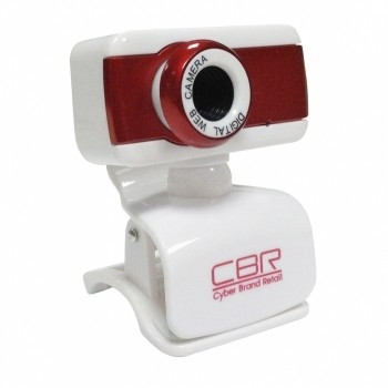 CBR CW 830M Red, Веб-камера с матрицей 0,3 МП, разрешение видео 640х480, USB 2.0, встроенный микрофон, ручная фокусировка, крепление на мониторе, длина кабеля 1,4 м, цвет красный