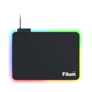 Filum FL-MPL-M-GAME Коврик игровой для мыши, серия- Bulldozer, черный, подсветка, оверлок, размер “M”- 350*250*4 мм, ткань+резина.