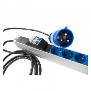 ЦМО Верт блок розеток Rem-32, 1 фаза 32A, 2 авт, инд, 20 S, 1420 мм, вх IEC 309, шнур 3 м