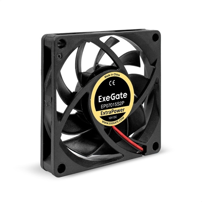 Exegate EX295231RUS Вентилятор 12В DC ExeGate ExtraPower EP07015S2P (70x70x15 мм, Sleeve bearing (подшипник скольжения), 2pin, 3000RPM, 27dBA)