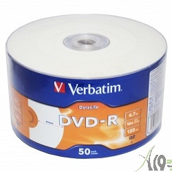 Verbatim  Диски DVD-R  4,7 Gb 16x DataLife Inkjet Printable, Shrink, 50 шт (43793)