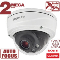 BEWARD SV2018DVZ Купольная IP-камера 2 Мп, 1/2.8'' КМОП Sony Starvis, 2xWDR до 120 дБ, 3 потока H.265/Н.264 HP/MP/BP, MJPEG, 60к/с, 1920x1080, моторизованный объектив 2.7-13.5мм