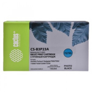 CACTUS B3P23A  Картридж №727 для HP DJ T920/T1500/T2530, фото черный (130мл) 