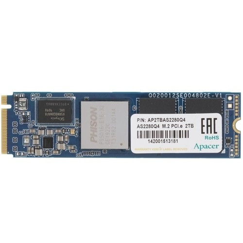 M.2 2280 2TB Apacer AS2280Q4 Client SSD AP2TBAS2280Q4-1 PCIe Gen4x4 with NVMe, 5000/4400, IOPS 750K, MTBF 1.5M, 3D TLC, 3600TBW, 1.8DWPD, Kit Heatsink and mount, NVMe 1.3, RTL