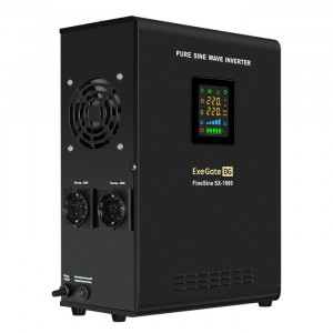 Exegate EX295997RUS ИБП (инвертор, синус, для котла) настенный ExeGate FineSine SX-1000.LCD.AVR.2SH <1000VA/600W, чистая синусоида, цветной LCD-дисплей, AVR, 2*Schuko, линейно-интерактивный, внешняя б
