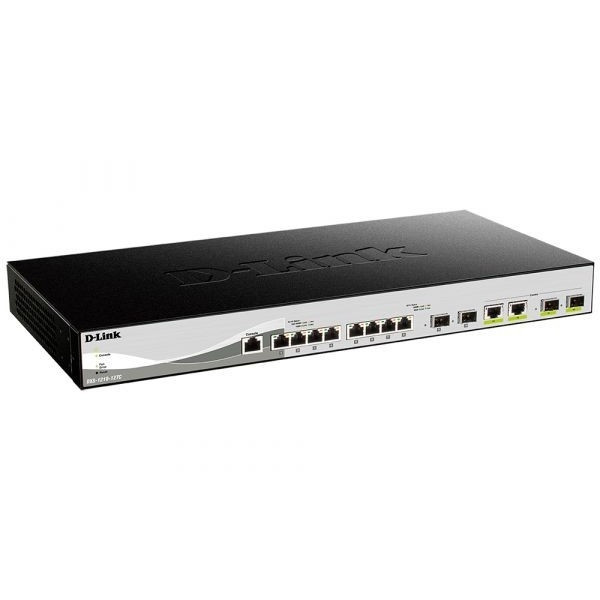 D-Link DXS-1210-12TC/B1A PROJ Настраиваемый коммутатор SmartPro уровня 2+ с 8 портами 10GBase-T, 2 портами 10GBase-X SFP+ и 2 комбо-портами 10GBase-T/SFP+