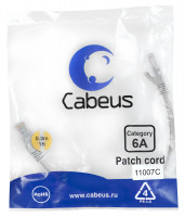 Cabeus PC-SSTP-RJ45-Cat.6a-0.3m-LSZH Патч-корд S/FTP, категория 6а (10G), 2xRJ45/8p8c, экранированный, серый, LSZH, 0.3м Cabeus PC-SSTP-RJ45-Cat.6a-0.3m-LSZH Патч-корд S/FTP, категория 6а (10G), 2xRJ45/8p8c, экранированный, серый, LSZH, 0.3м