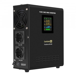 Exegate EX295996RUS ИБП (инвертор, синус, для котла) настенный ExeGate FineSine SX-800.LCD.AVR.2SH <800VA/500W, чистая синусоида, цветной LCD-дисплей, AVR, 2*Schuko, линейно-интерактивный, внешняя бат