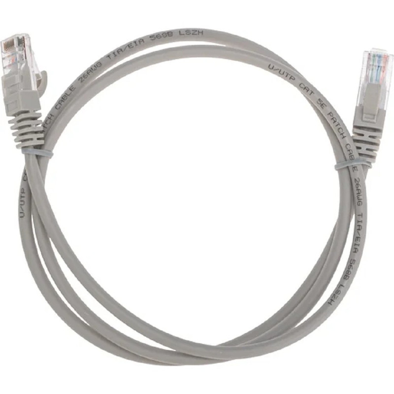 Rexant (02-0100-1) Патч-корд U/UTP, CAT 5e, RJ45-RJ45, 26AWG, LSZH, серый, 1м