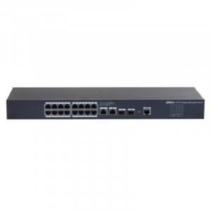 DAHUA DH-SG4020 20-портовый управляемый коммутатор, уровень L2, 18xRJ45 1Gb, 2xRJ45 1Gb uplink, коммутация 56 Гбит/с, MAC-таблица 8K, металл