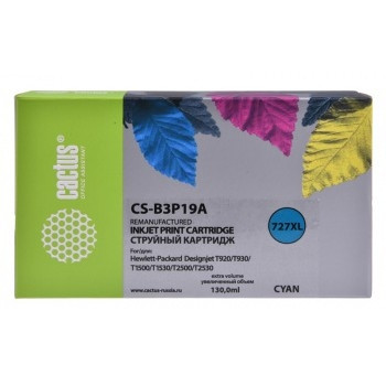 CACTUS B3P19A  Картридж №727 для HP DJ T920/T1500/T2530, голубой (130мл)