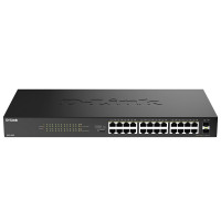 D-Link DGS-1026P/A1A Конфигурируемый коммутатор с 24 портами 10/100/1000Base-T, 2 портами 1000Base-X SFP и DIP-переключателем (24 порта PoE 802.3af/at, PoE-бюджет 240 Вт, дальность до 250 м)