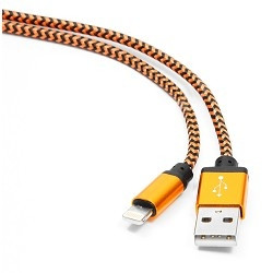 Gembird Кабель USB 2.0 Cablexpert CC-ApUSB2oe1m, AM/Lightning 8P, 1м, нейлоновая оплетка, алюминиевые разъемы, оранжевый, пакет