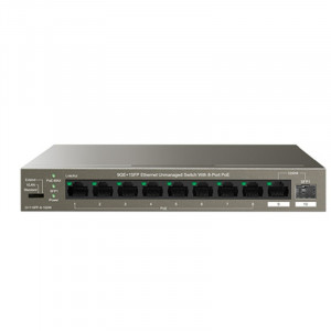 IP-COM G1110PF-8-102W Коммутатор PoE неуправляемый  9-Ports 10/100/1000 Base-T + 1-Port 1000 Base-X SFP / 8-Ports PoE (PoE бюджет 92W)