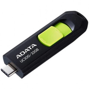 Флешка USB (Type-C) A-Data UC300 32ГБ, USB3.2, черный и зеленый [acho-uc300-32g-rbk/gn]