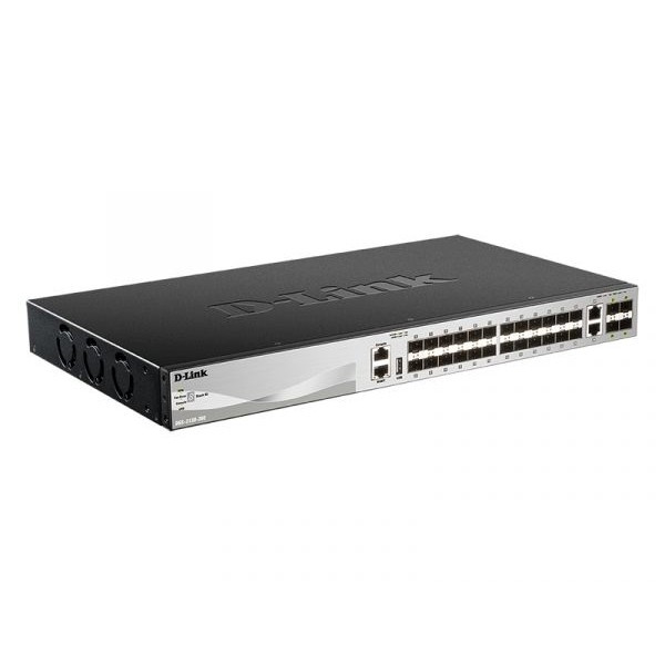 D-Link DGS-3130-30S/B1A PROJ Управляемый стекируемый1 коммутатор 3 уровня с 24 портами 1000Base-X SFP, 2 портами 10GBase-T и 4 портами 10GBase-X SFP+