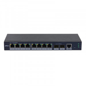 DAHUA DH-SG4010-2F 10-портовый управляемый коммутатор, уровень L2, 8xRJ45 1Gb, 2xSFP 1Gb uplink, коммутация 20 Гбит/с, MAC-таблица 8К, металл