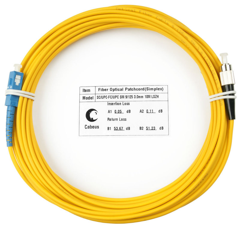 Cabeus FOP(s)-9-SC-FC-10m Шнур оптический simplex SC-FC 9/125 sm 10м LSZH