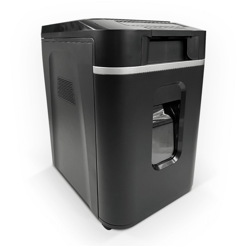 Шредер Heleos АП37-4 черный/серебристый с автоподачей (секр.P-4) фрагменты 220лист. 37лтр. скрепки скобы пл.карты