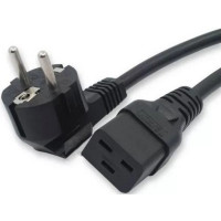 Кабель питания Filum FL-PC-SH90/C19-C3-0.5-BK ПВС-АП 3x2.5 CEE 7/7(Schuko) угловая - C19, 220/250В, 16А, чёрный, 0,5м (1084610)