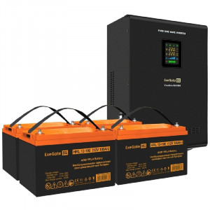 Exegate EX296693RUS Комплект ИБП EX296005RUS + батарея 100Ач EX285656RUS 4шт (инвертор, синус, для котла, настенный) FineSine SX-7000.LCD.AVR.2SH.T <7000VA/5000W, чистая синусоида, цветной LCD-дисплей